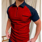 Leisure Collage Print Raglan Sleeve Lapel Collar Polo Shirt