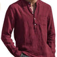 Men Four Seasons Leisure Long Sleeve Woven Flax Shirt