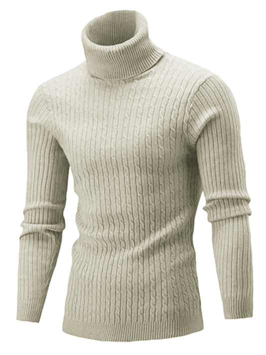 Men's Warm Turtleneck Casual Slim Fit Fall Winter Knitted Pullover Sweaters