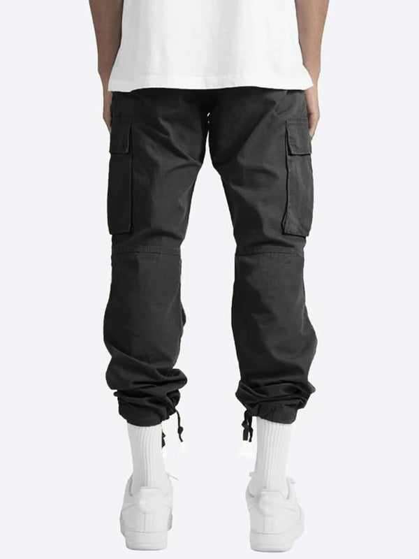 Men's Solid Color Cargo Pocket Casual Trousers