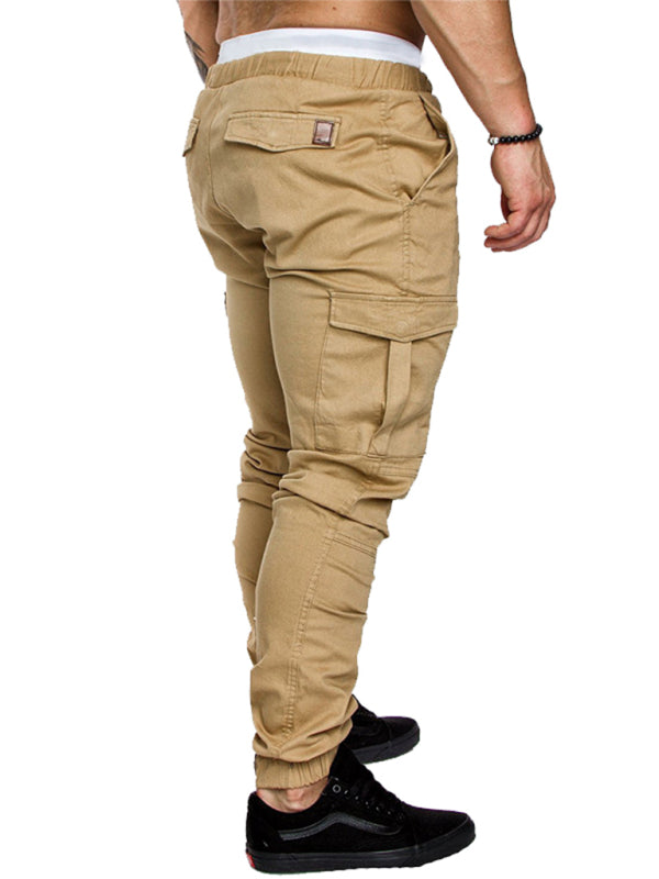 Men's Solid Color Casual Tether Elastic Sports Baggies Men's Trousers