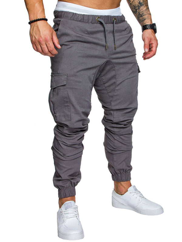 Men's Solid Color Casual Tether Elastic Sports Baggies Men's Trousers