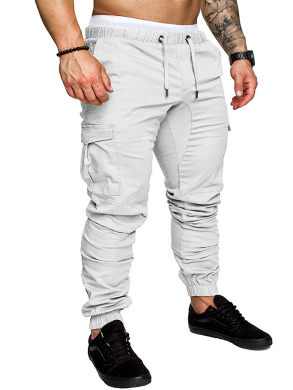 Men's Solid Color Casual Tether Elastic Sports Baggies Men's Trousers