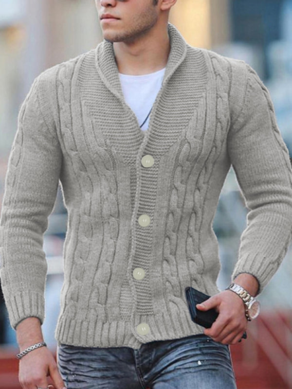 New Sweater Men's Knitted Cardigan Solid Color Slim Men's Jacket