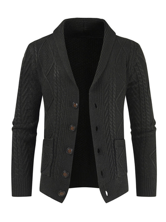 Men's Solid Color Single Breasted Casual Knit Cardigan