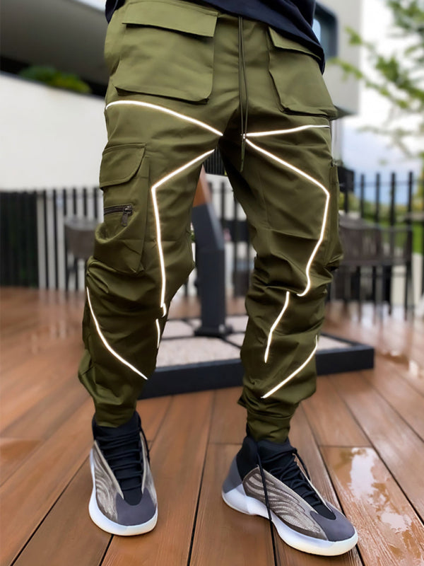 Men's trendy loose straight multi-pocket cargo pants