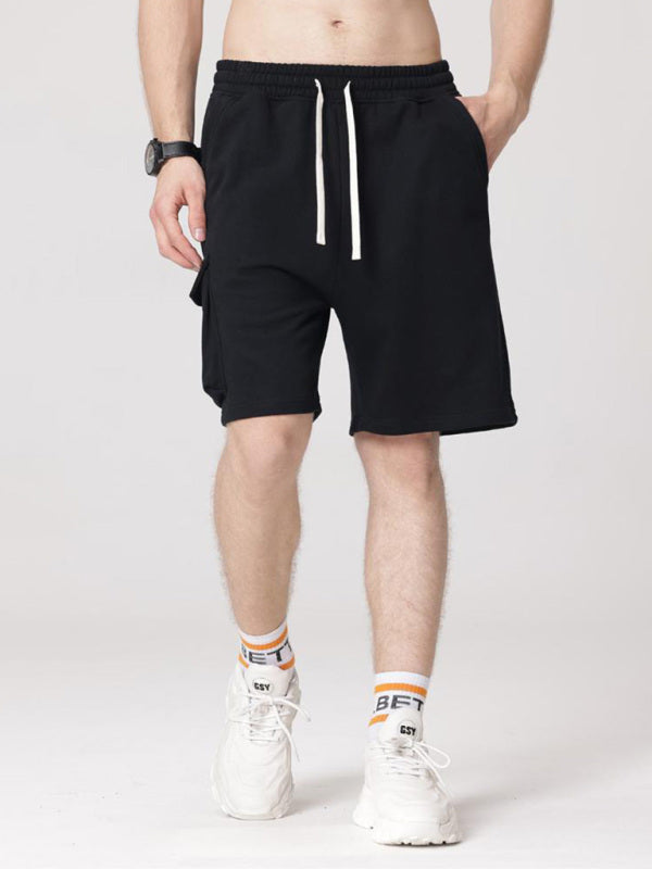 Men's Contrasting Color Stitching Woven Casual Shorts