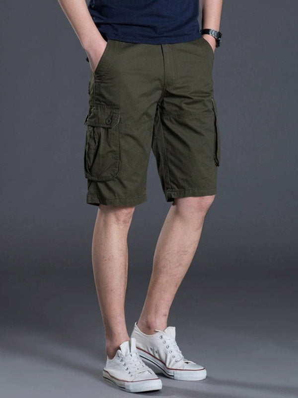 New Thin Workwear Shorts Solid Color Loose Multi-Pocket Straight Casual Pants