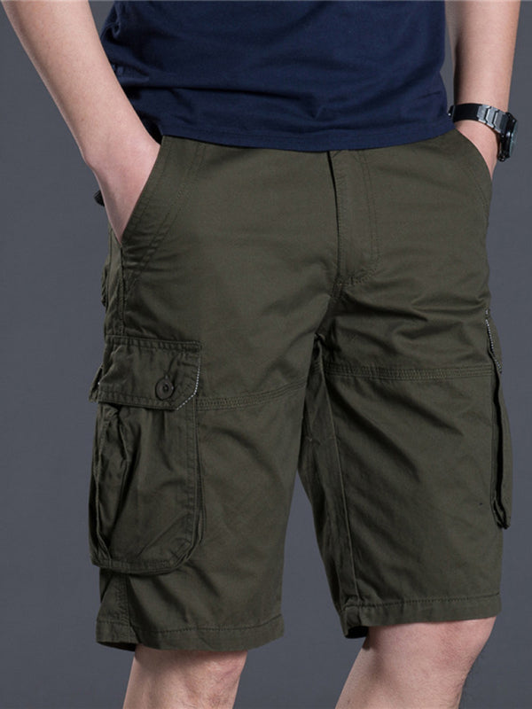 New Thin Workwear Shorts Solid Color Loose Multi-Pocket Straight Casual Pants