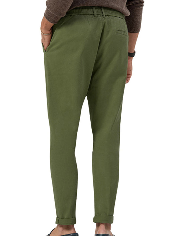 New men's trendy business straight solid color casual trousers