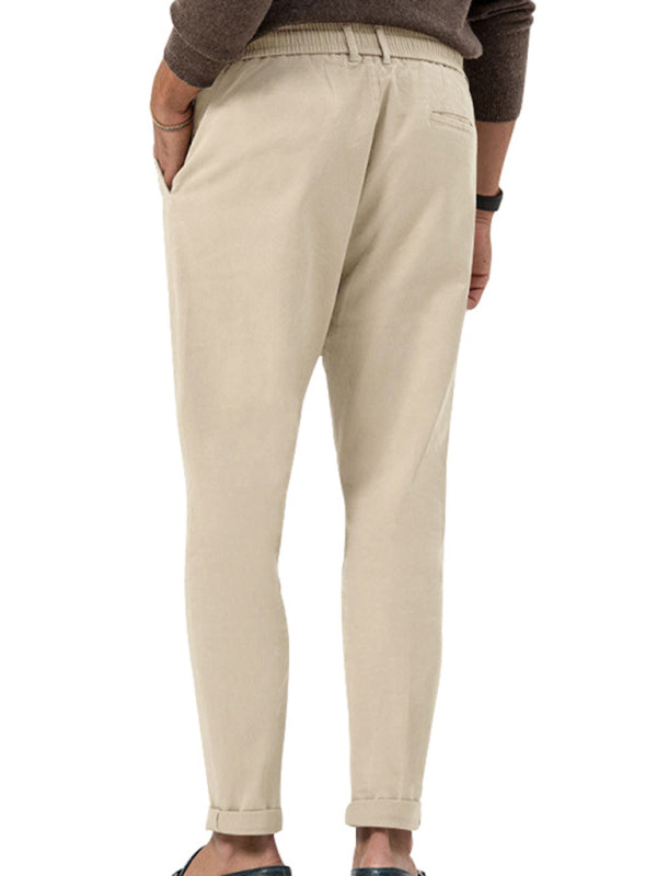 New men's trendy business straight solid color casual trousers