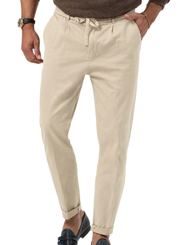 New men's trendy business straight solid color casual trousers