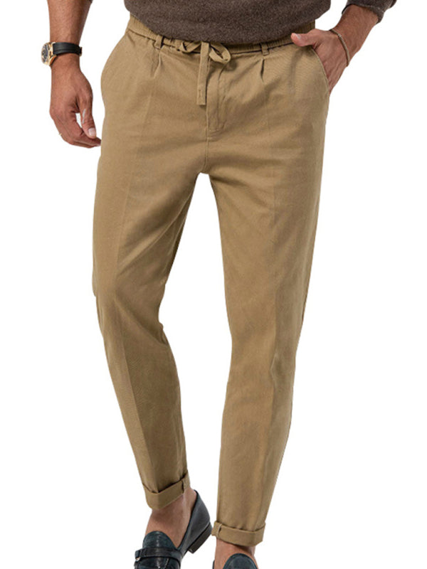 New men's trendy business straight solid color casual trousers