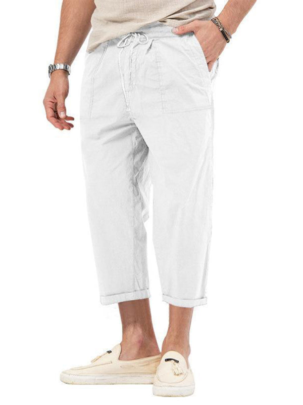 Men's Solid Color Basic Straight Casual Cropped Pants