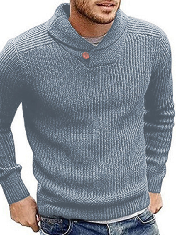 Men's Sweater Lapel Button Pullover Sweater