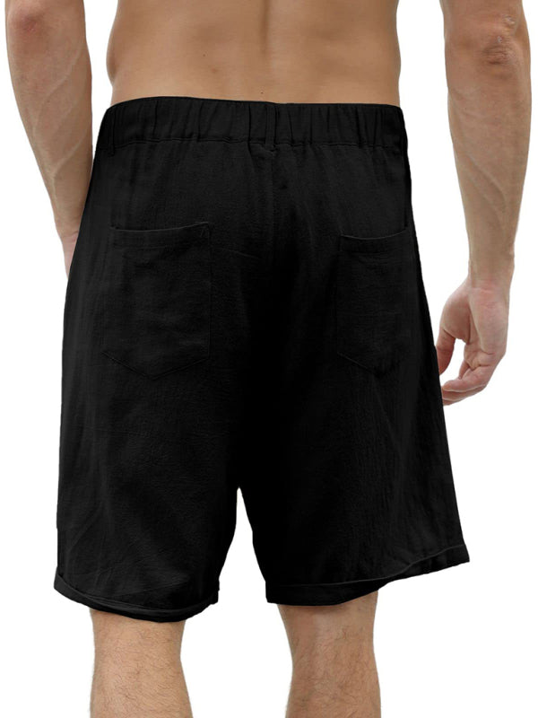 Men's new casual beach shorts with buttons and elastic waist