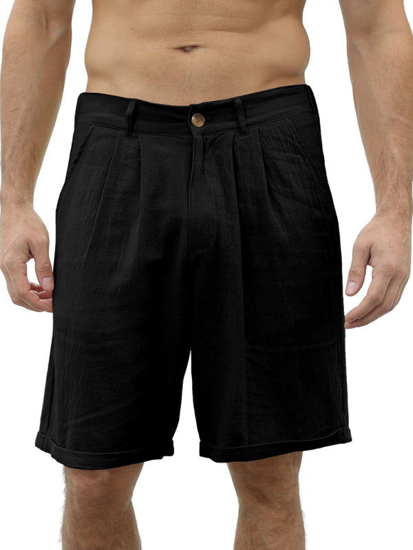 Men's new casual beach shorts with buttons and elastic waist