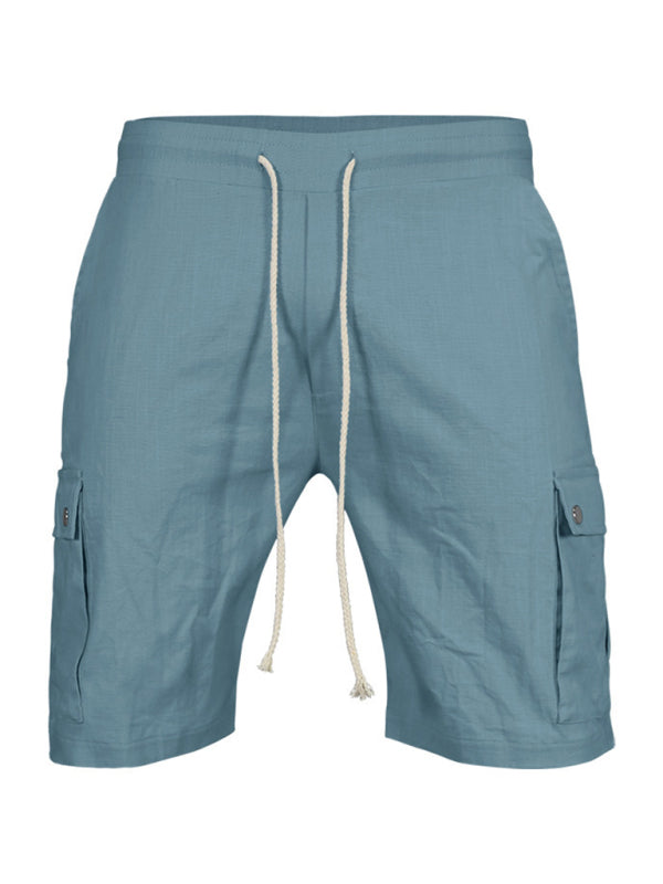 Casual Men's Slim Drawstring Shorts Thin Quarter Pants Cargo Shorts