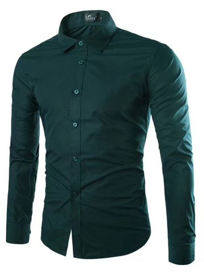 Casual lapel non-iron long-sleeved shirt