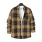 Men's brushed thin plaid long-sleeved casual shirt