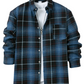 Men's brushed thin plaid long-sleeved casual shirt